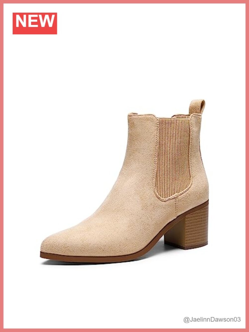 Women's Pointed Toe Chunky Heel Chelsea Ankle Boots Faux Suede Pull-On